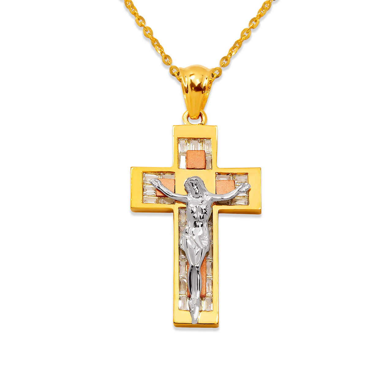 Fancy Jesus Cross CZ Pendant