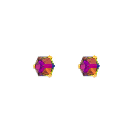 Disco Cube CZ Stud Earrings