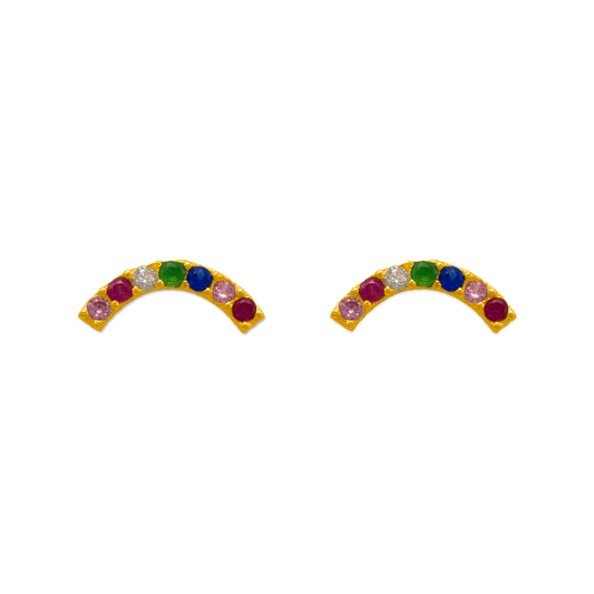 Rainbow Arc CZ Stud Earrings