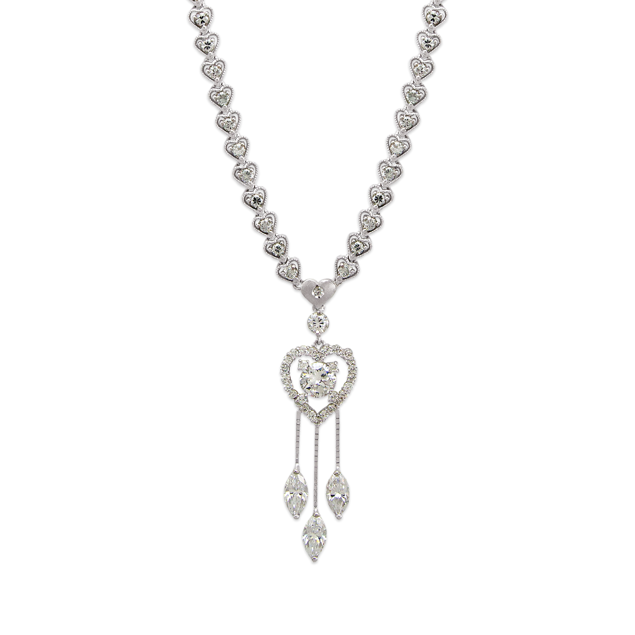 Fancy White Heart CZ Necklace