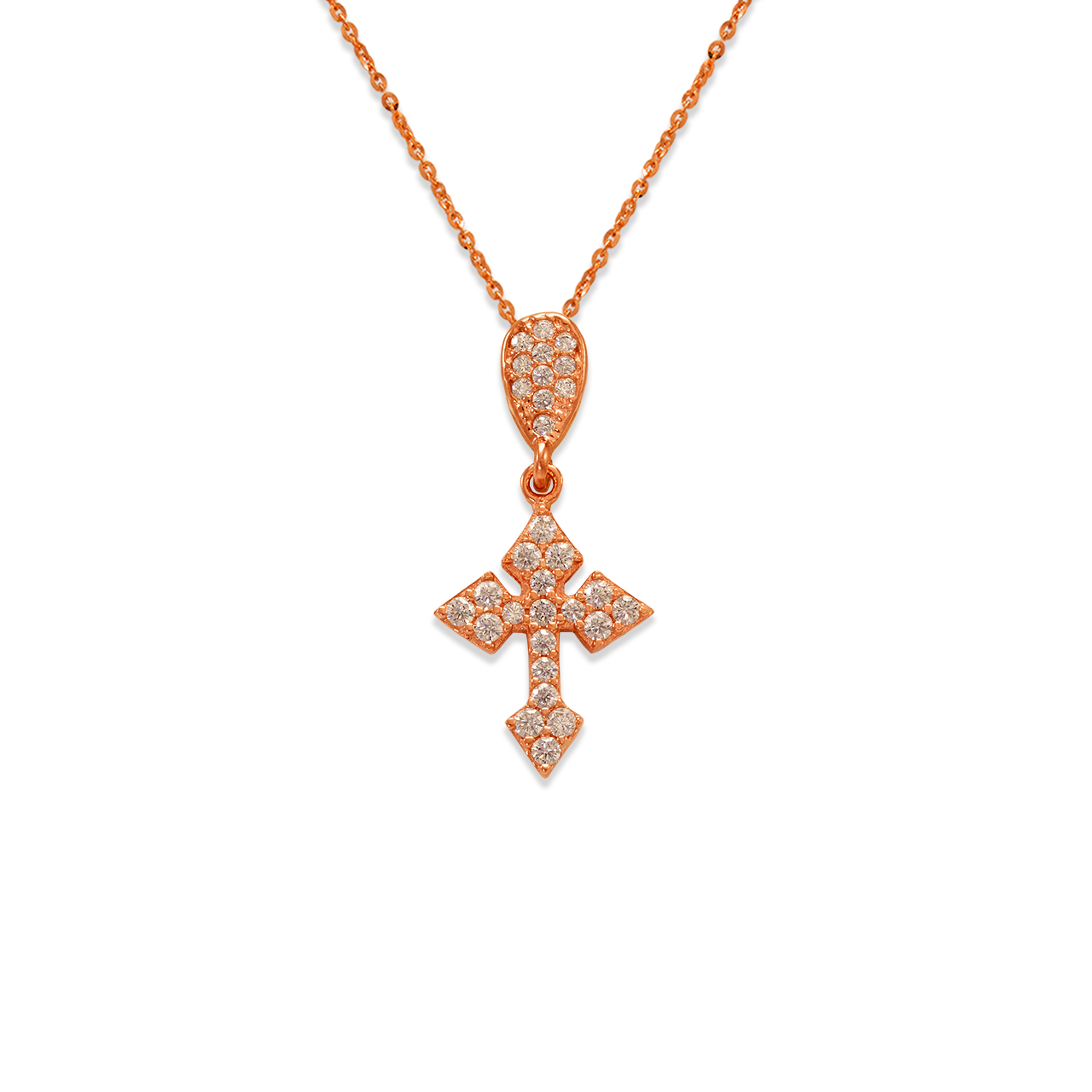 Fancy Rose Cross CZ Pendant