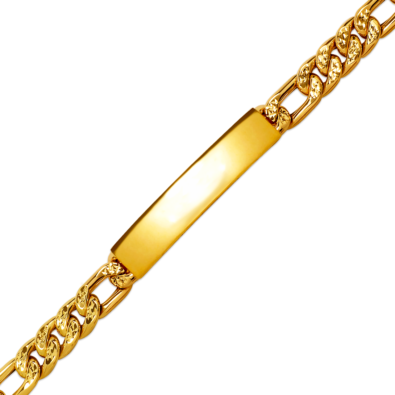 Hollow Figaro Yellow Pave ID Bracelet