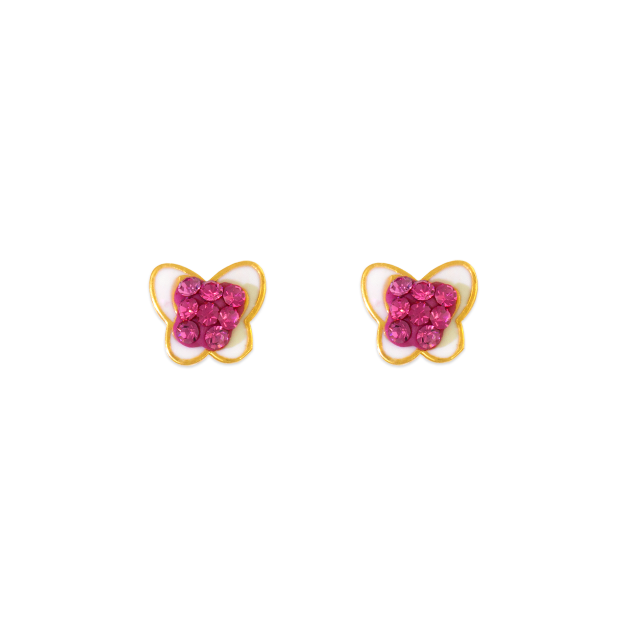 Butterfly Enamel CZ Stud Earrings