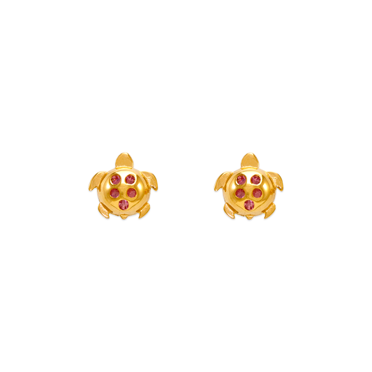 Small Pink Turtle CZ Stud Earrings