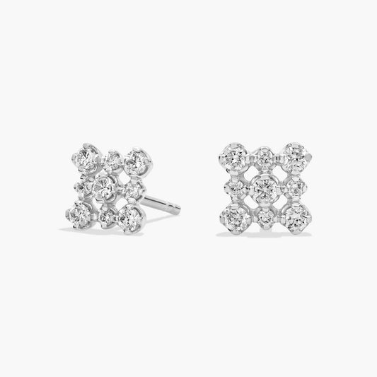 Diamond Grid Stud Earrings