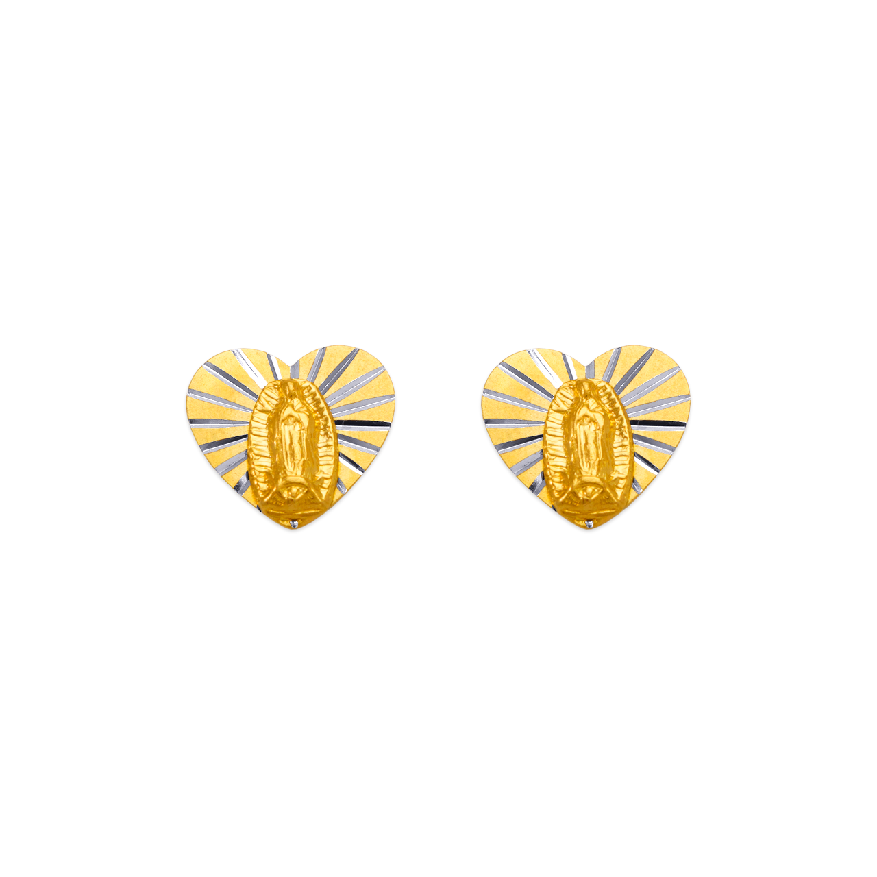 Virgin Mary Heart Stud Earrings