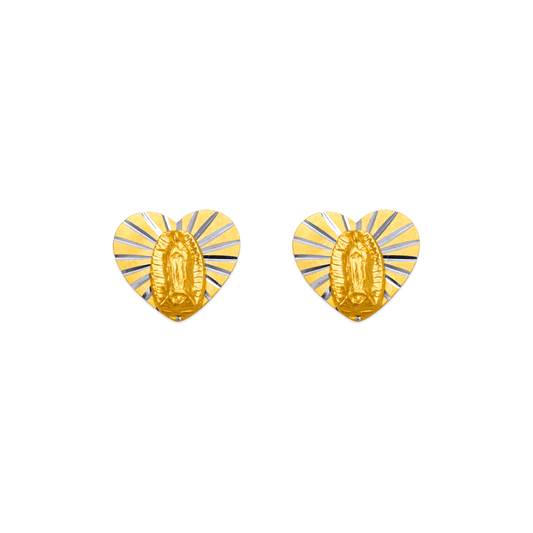 Virgin Mary Heart Stud Earrings