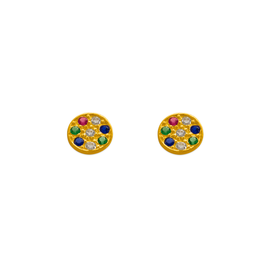 Rainbow Disc Stud Earrings