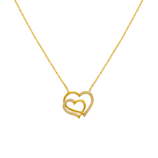 Fancy Double Heart CZ Necklace