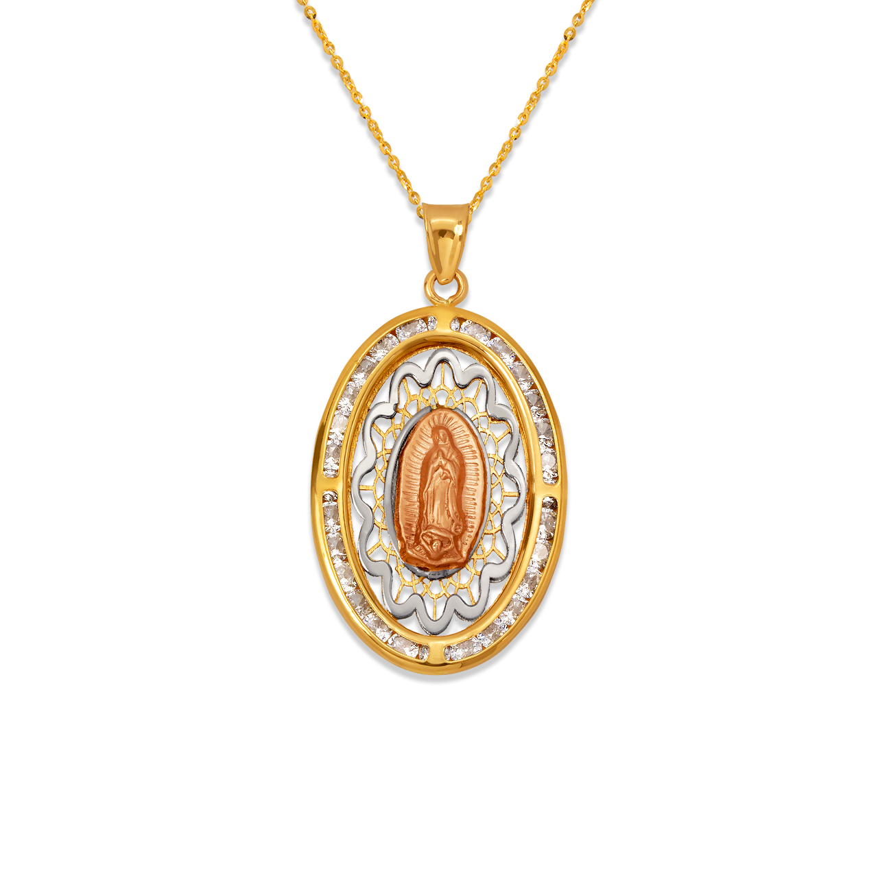 Oval Guadalupe CZ Pendant