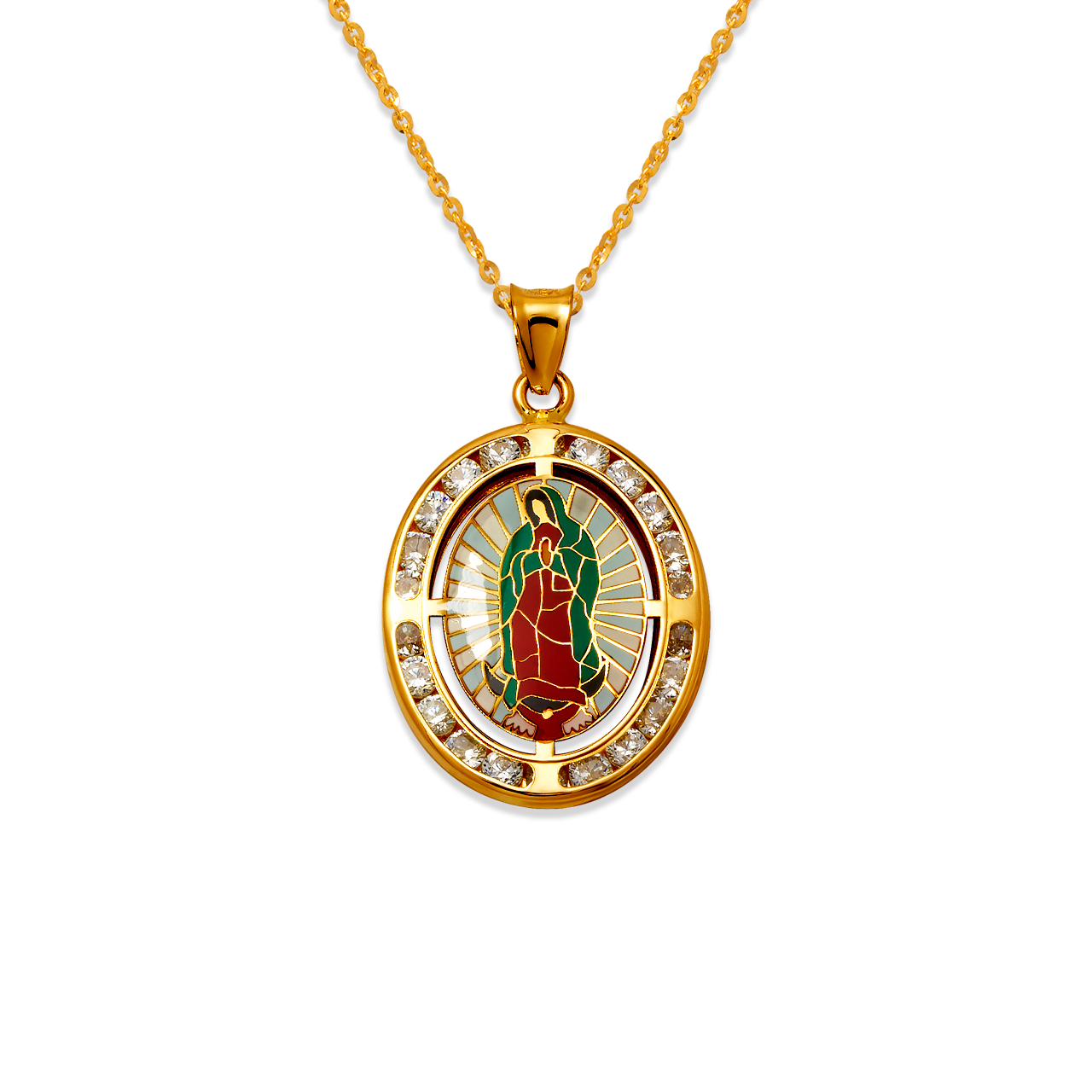 Guadalupe Enamel CZ Pendant