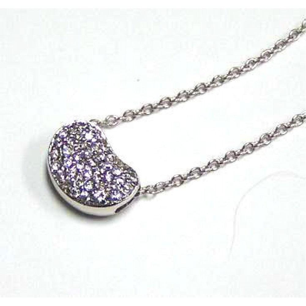 Silver 925 Clear CZ Rhodium Plated Bag Pendant Necklace