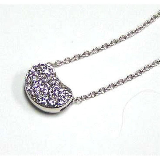 Silver 925 Clear CZ Rhodium Plated Bag Pendant Necklace