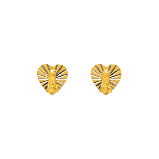 Small Virgin Mary Heart Stud Earrings