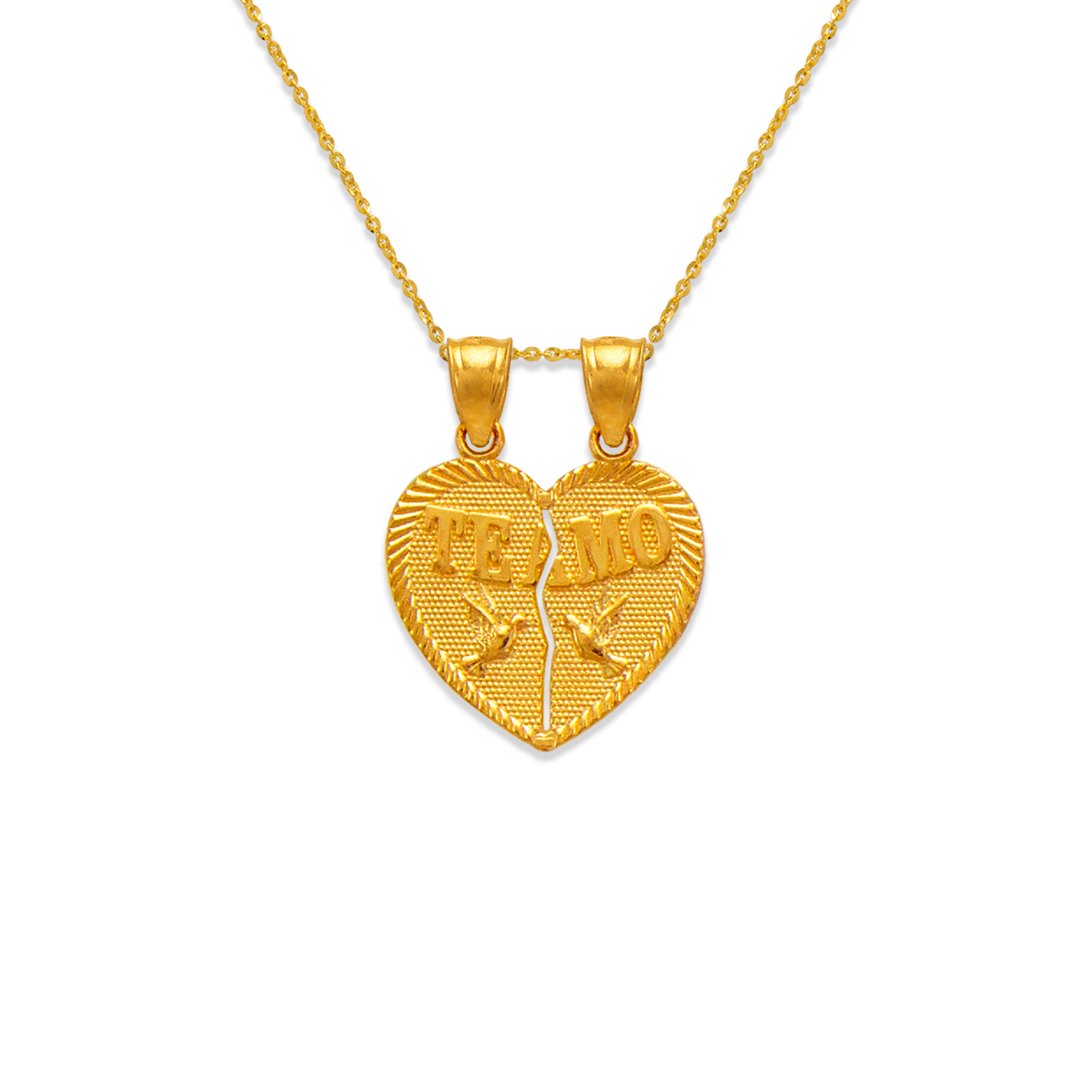 Two-Piece Te Amo Doves Heart Pendant