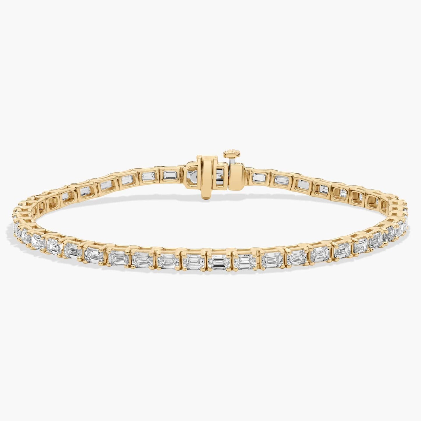 East-West Emerald Cut Diamond Tennis Bracelet