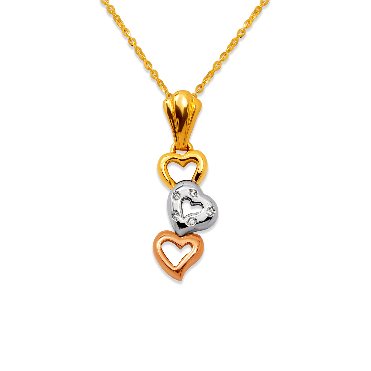 Three Hearts CZ Pendant