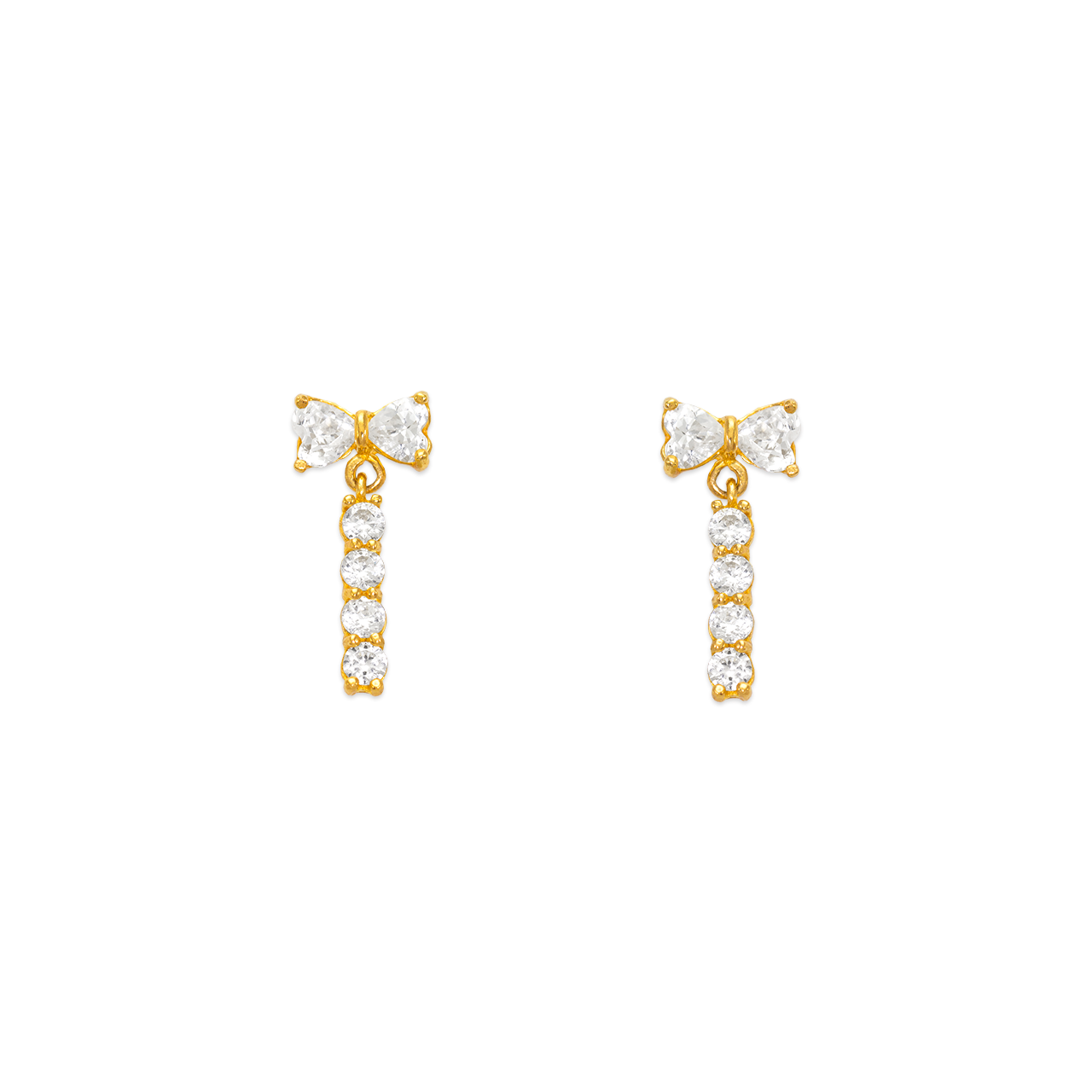 Dangling Bow CZ Stud Earrings