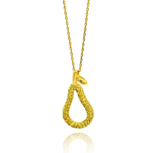 Silver 925 Gold Plated Teardrop Pear CZ Necklace