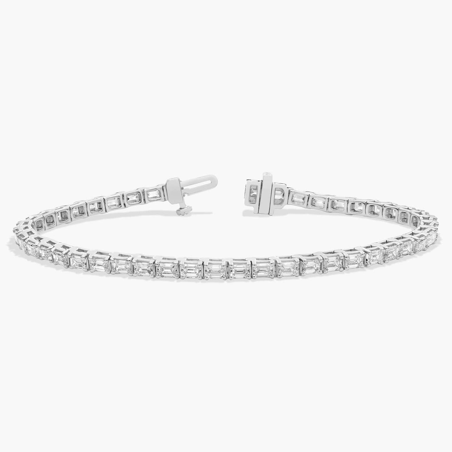 East-West Emerald Cut Diamond Tennis Bracelet