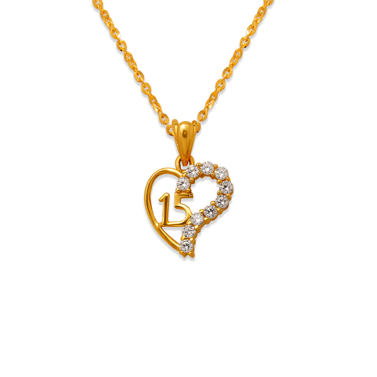 15 Anos Heart White CZ Pendant