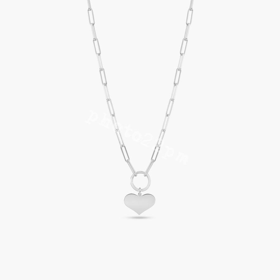 925 Sterling Silver Basic Link Chain Heart Necklace