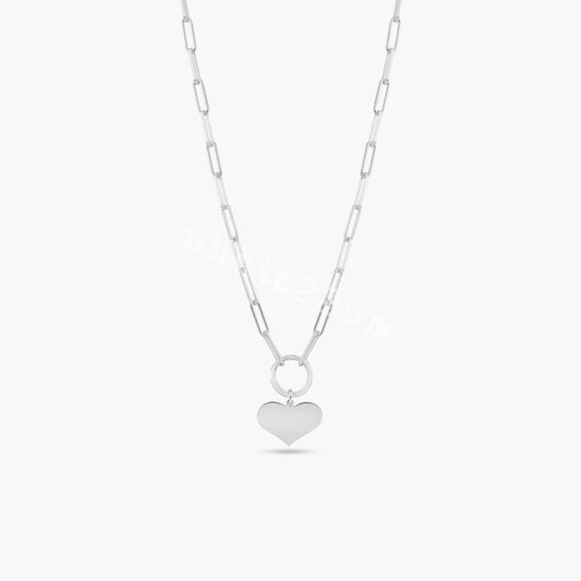 925 Sterling Silver Basic Link Chain Heart Necklace