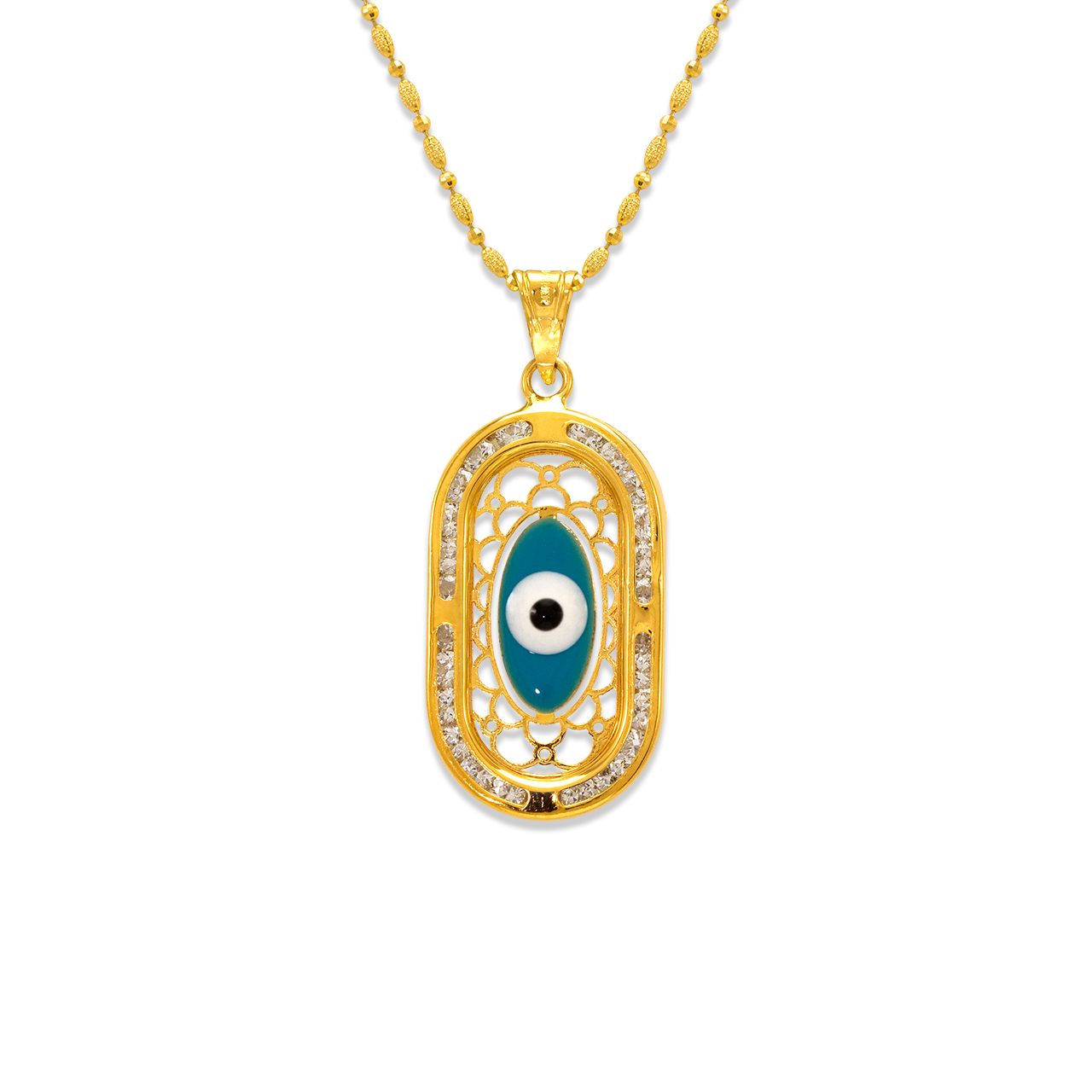 Evil Eye Enamel CZ Pendant