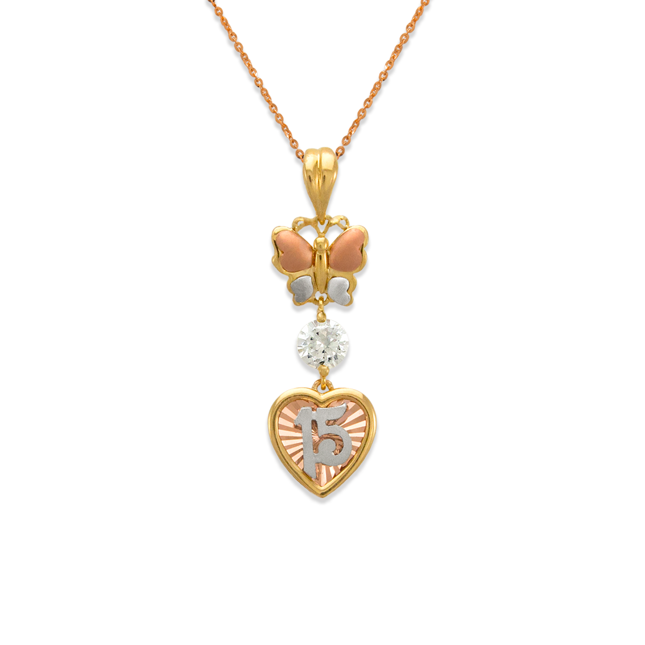 Fancy 15 Anos Butterfly CZ Pendant