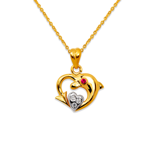 Fancy Dolphin Heart CZ Pendant