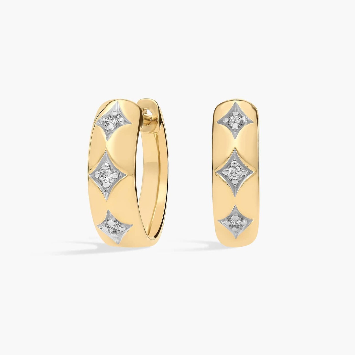 Wide Diamond Flicker Huggie Earrings