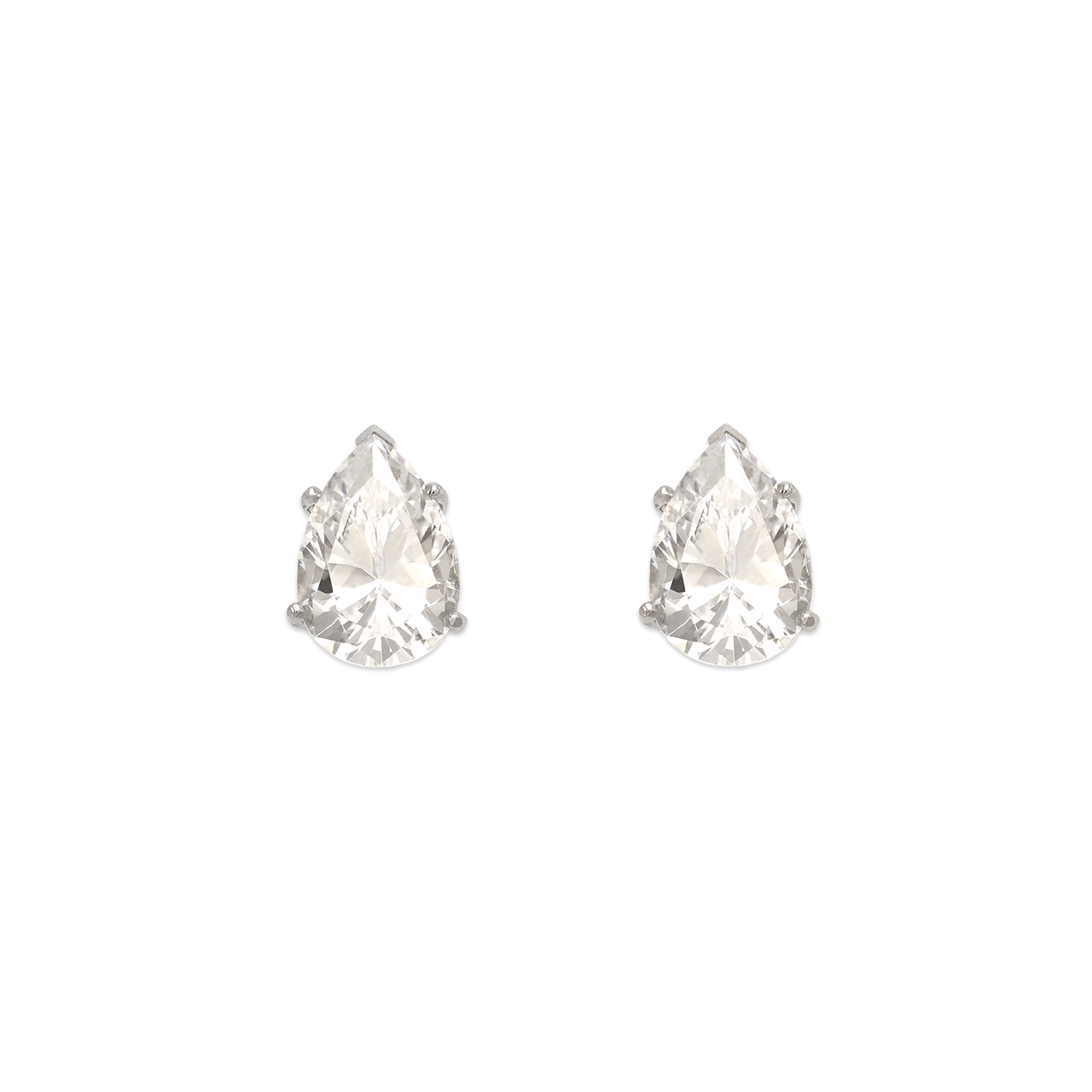 Teardrop Cut CZ Stud Earrings