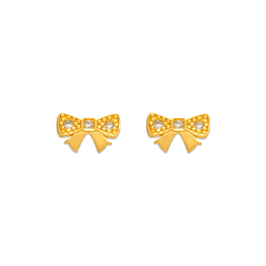 Ribbon Pave CZ Stud Earrings