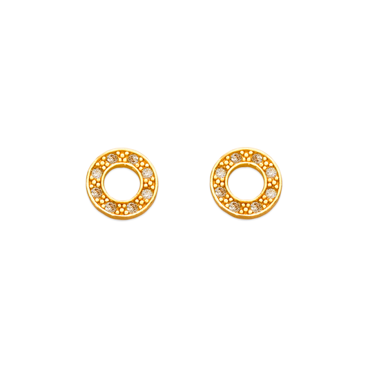 Donut Pave CZ Stud Earrings