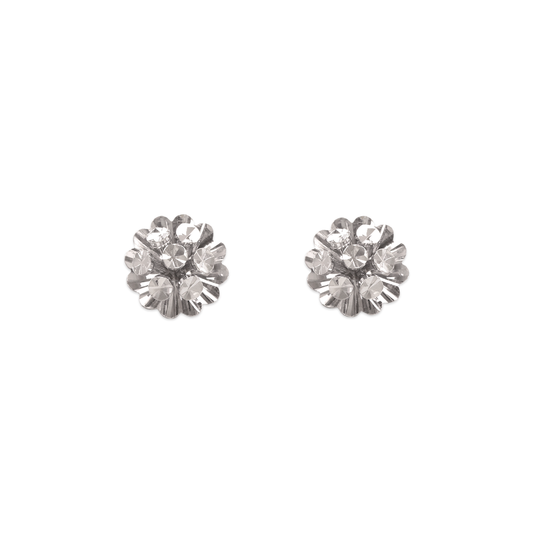 Small Diamond Cut Flower Stud Earrings