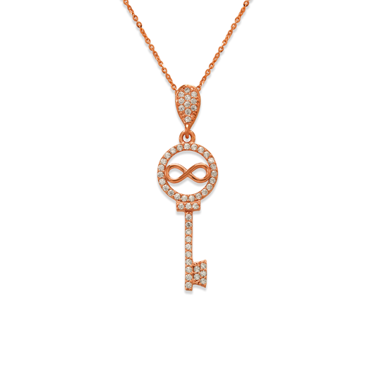 Fancy Rose Infinity Key CZ Pendant