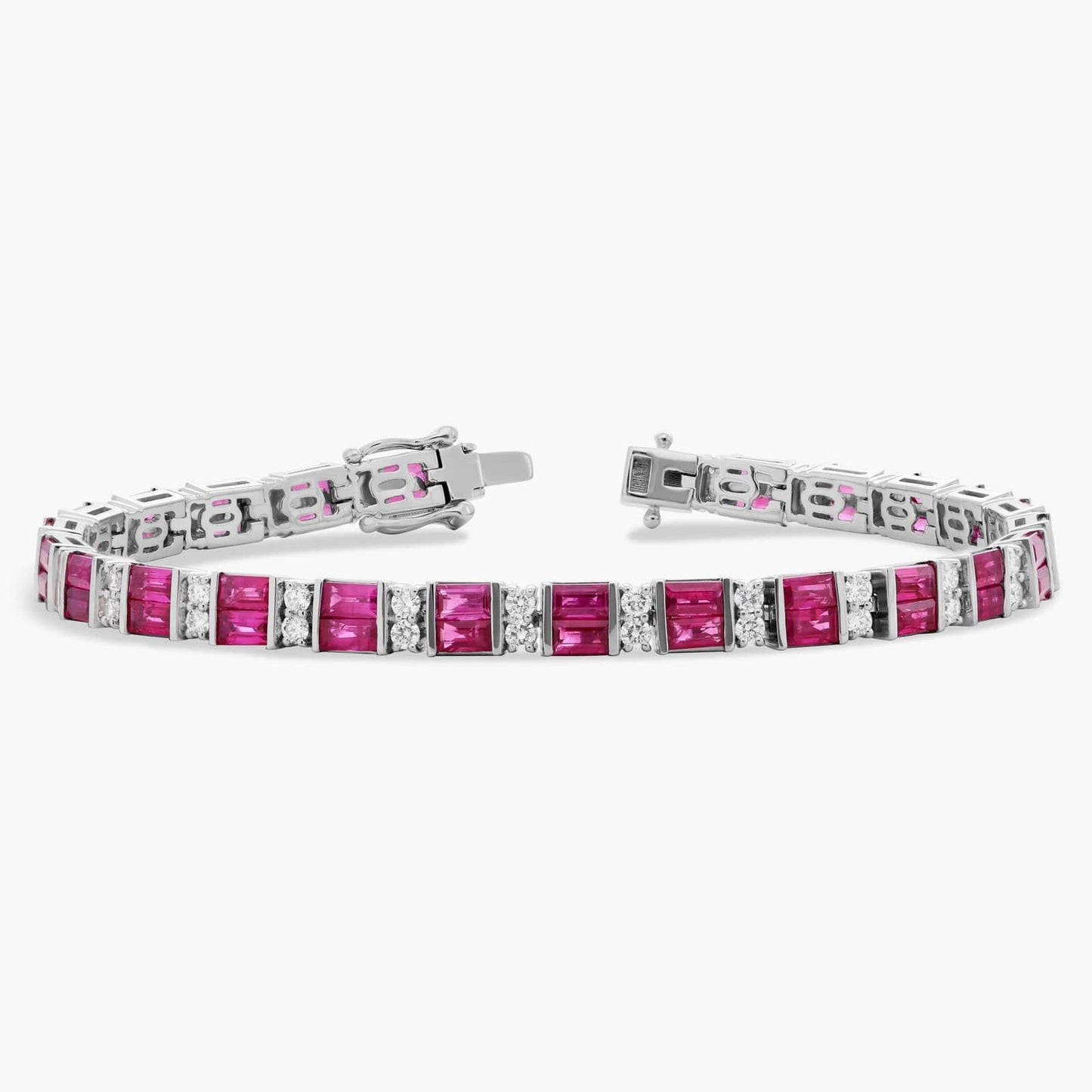 Ruby Baguette and Diamond Bracelet