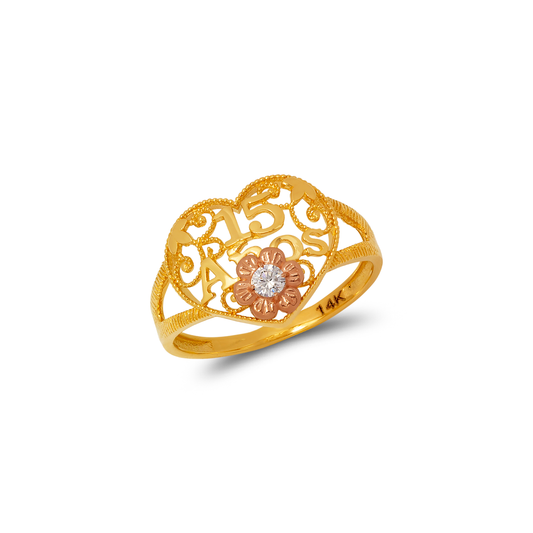 Ladies Filigree 15 Anos Ring