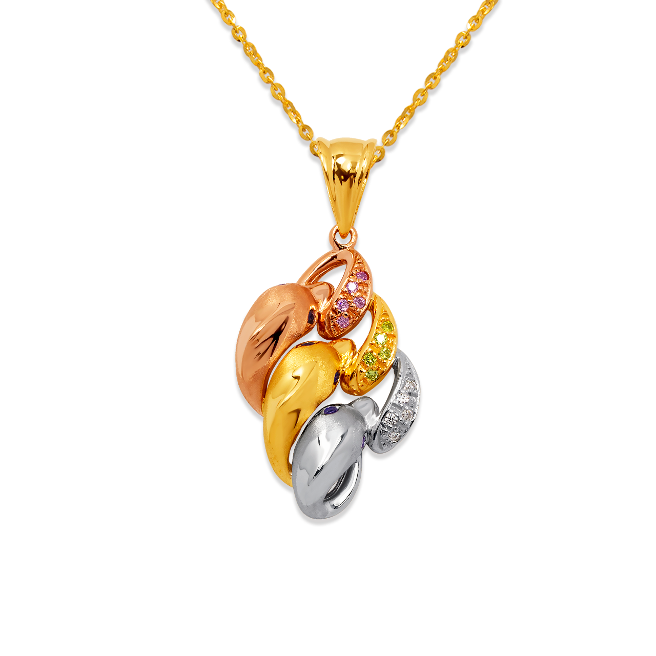 Three Dolphin CZ Pendant