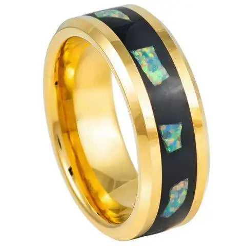 Yellow Gold IP Plated Abalone Fragments Inlay