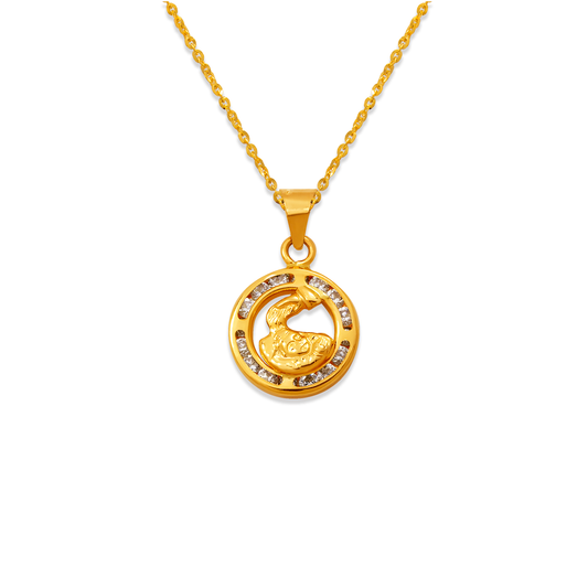 Mini Round Baptism CZ Pendant