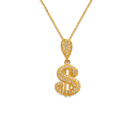 Fancy Dollar Sign CZ Pendant