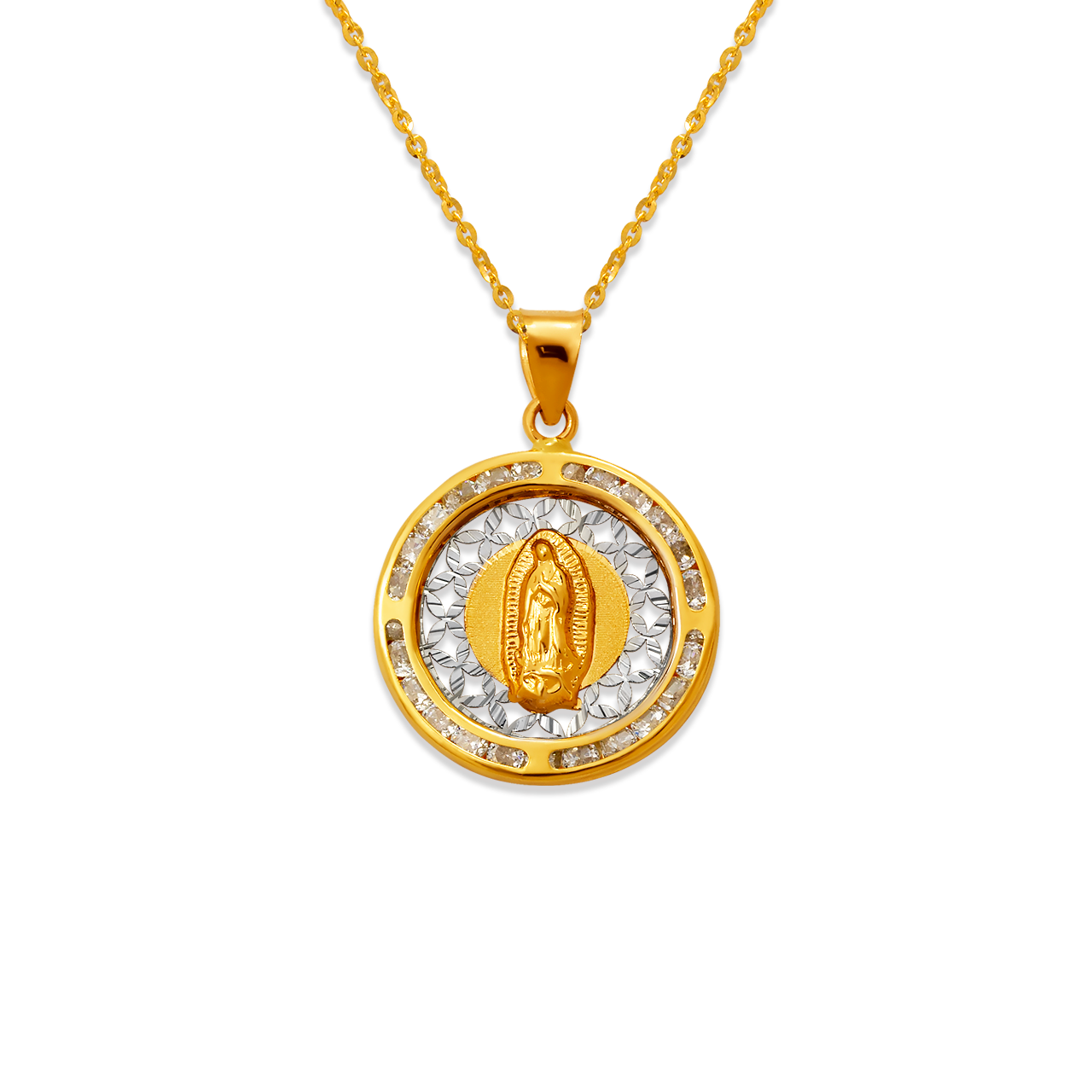 Two Tone Guadalupe CZ Pendant