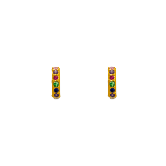 Rainbow Thin Huggies CZ Stud Earrings