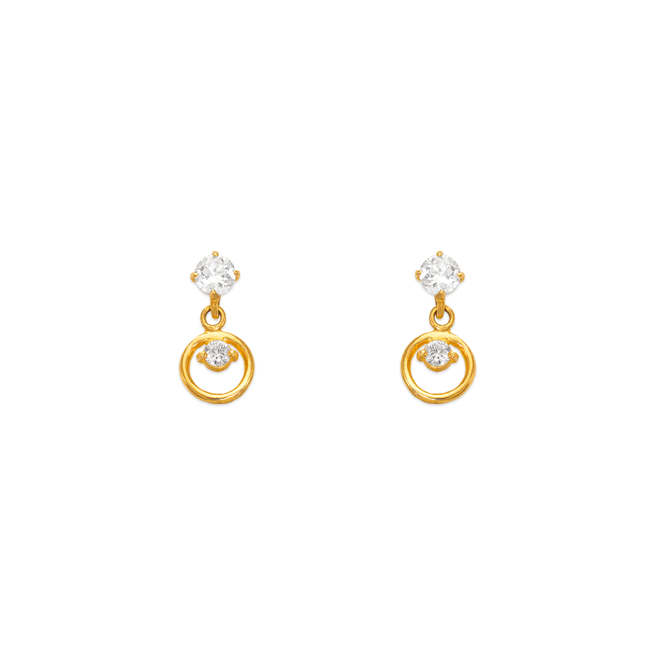 Dangling Circle CZ Stud Earrings