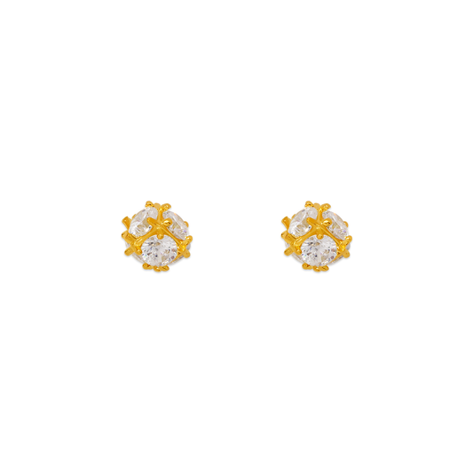 Small Fancy Ball CZ Stud Earrings