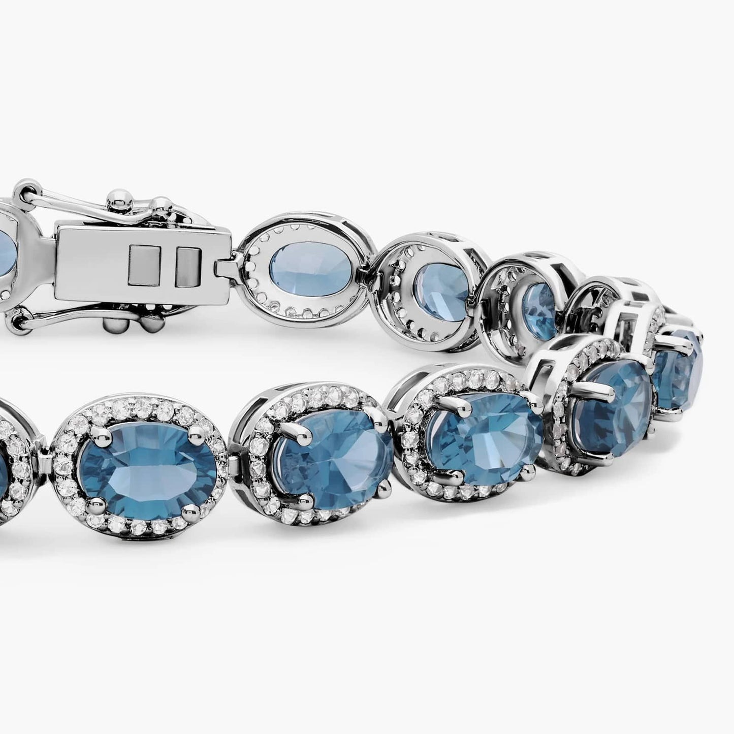 London Blue Topaz and White Topaz Halo Bracelet