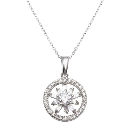 Black Rhodium Plated 925 Sterling Silver CZ Halo Star Necklace