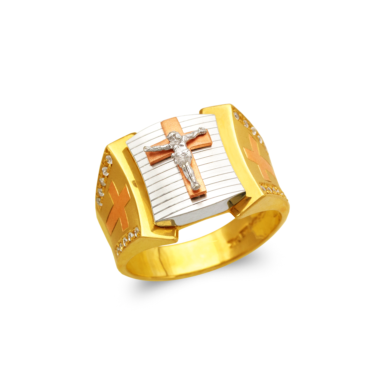 Men's Fancy Jesus Cross CZ Ring