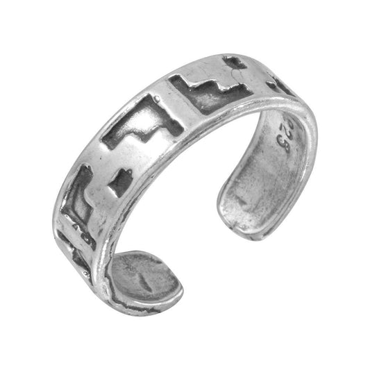 925 Sterling Silver Block Design Toe Ring